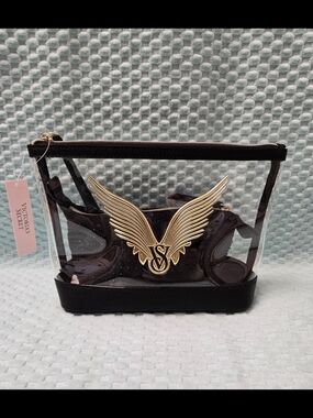 Victoria's Secret Clear Wing Logo Cosmetic Bag and Pouch Set NWT